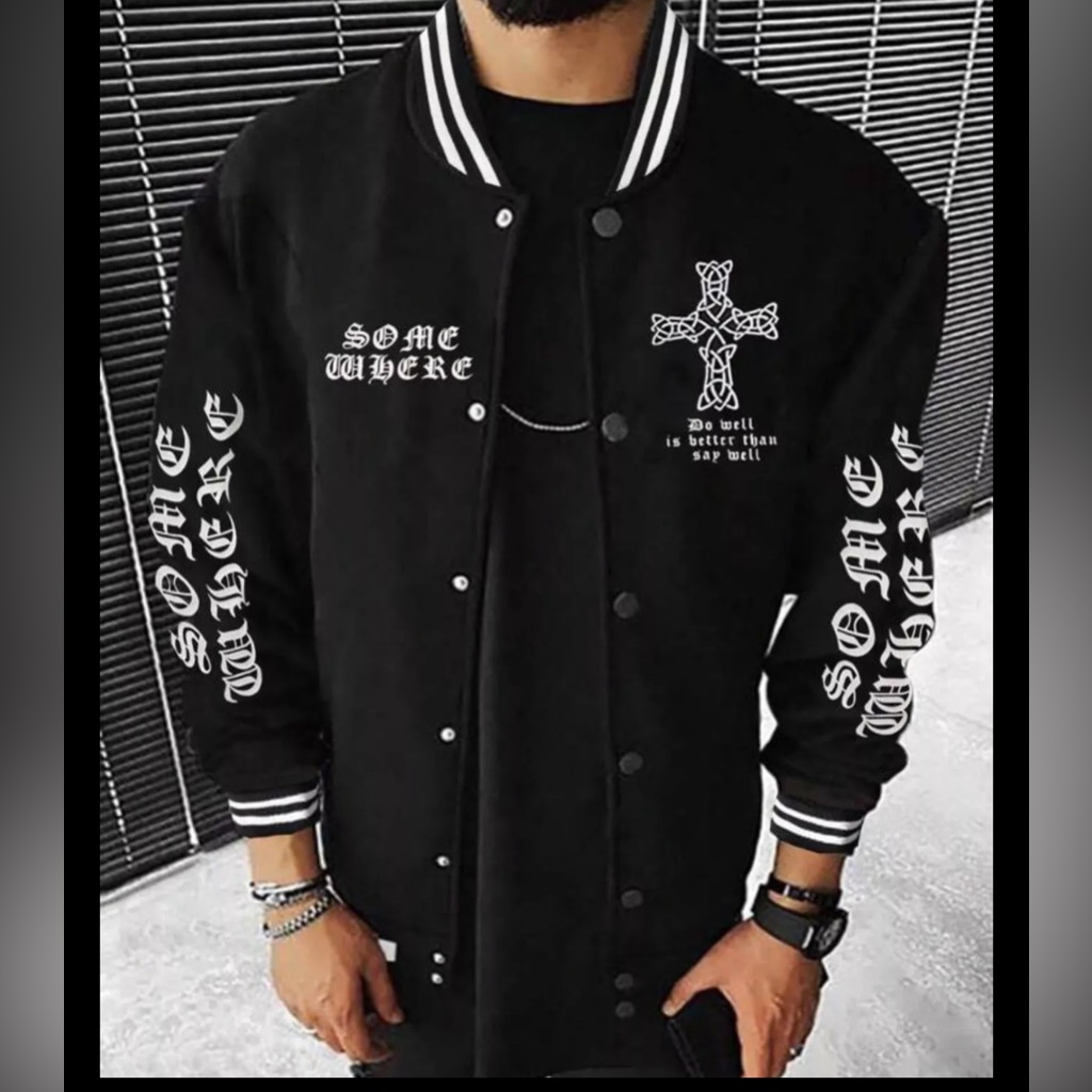Varsity Jacket Size 2xl Mens New Bomber Black Coat Varsity Jacket Size 2xl Mens New Bomber Black Coat